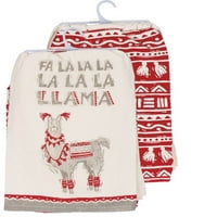 La La La Llama Božićne ručnike za čaj, set od 2, primitive Kathy