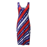 Žene Ljesto zazora ležerne seksi haljina od sunca bez rukava 4. jula Američka zastava T-majice haljina