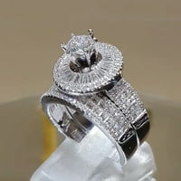 Okrugla podrška Srebrni Rhinestone kubični cirkonij mladenci za brisalni prsten za prsten za rublje Full Diamond cirkonij pasijans prsten 11