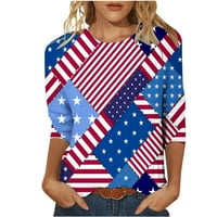Aurouralne majice za žensko odobrenje Ženska moda Tri četvrtine rukava Retro okrugla vrata Nezavisnost
