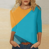 Žene tri četvrtine rukave majice geometrijske boje blokiranje boja