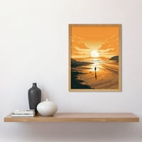 Uđite u zalazak sunca pješčana plaža obalna pejzažna umjetnost Ispis uokvirenog zidnog dekora postera