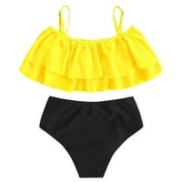 Toddler Baby Girls kupaći kostim SOLID High Squik bikini set Djevojke kupaće kožer žuta veličina 110