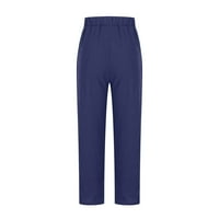 Airpow Clearence ženske elastične strugove casual pantalone čvrste boje Veliki džep pamučni posteljina