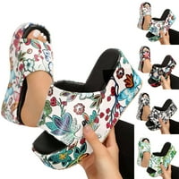 DMQupv ženske klizne sandale žene sandale platforme debela sole klina peta visoke pete cvijeće sandale