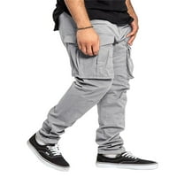 Biayxms Muškarci gaća sa džepovima Solid Color Labavi nacrtač Jogger Duksernice Ležerne pantalone za uličnu odjeću