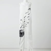 Ženska modna ljetna slatka labava ležerna print retro zarobljenog kombinezona XL Crna