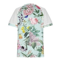 Gotyoou Ženski vrhovi Ljeto čipkani rez dizajn kratki rukav majica V izrez majica Dressy Raglan ubode