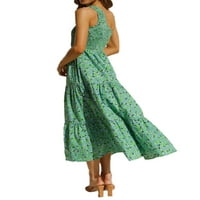 Bikopu Ženska ljuljačka haljina, bez rukava jedno-ramena Tvrstovana ljetna casual plaža duga haljina