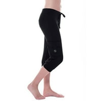 Obrezane hlače za žene vježbanje joga capris gamaše crtež s niskim strukom rastezanje tereta sa džepovima