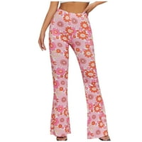Ženska modna cvjetna tiskana visokog struka pantne pantne pantske pantalone
