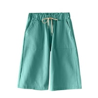 Qilakog Žene Comfy vuče povremene kratke hlače za elastičnu struku Lagane kratke hlače Baggy Trendy kratke hlače Crtelji udobne kratke hlače hladne čiste boje sa džepovima