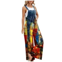 Ženske kaiševe hlače modni remen za ispis Lood širokodnevne noge s džepovima Multicolor XXL