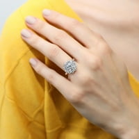 Sterling srebrni cvijet vjenčani prstenovi kubični cirkonia CZ Izjava Halo koktel prsten za žene, rodijumske