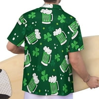 Zelena djetelina od djeteline za muškarce Retro Big i visoki gumb dolje majice Casual Aloha kratkih
