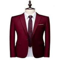 Muška čvrstog poslovnog vjenčanog bleja jakna dugih rukava zarez rever Slim fit jedan gumb odijelo Office
