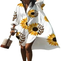 Cindysus dame casual visoke košulje s visokom malom košulje žene Havajska ljetna plaža sandress suncokretov