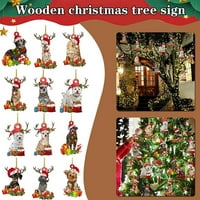 Božićni ukras za pse Drveni Xmas Drvo viseći statue znakova T5K7