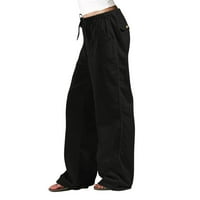 Žene turističke ženske hlače čišćenje ženskih ležernih punih boja modni džep elastični struk ravne hlače