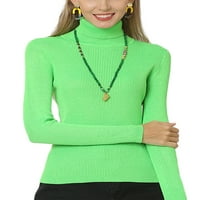 Prednji protok Slim Fit pleteni Jumper dugih rukava Basični pulover Puni boja Klintni vrhovi Bluze duboki voćni zeleni 4xl