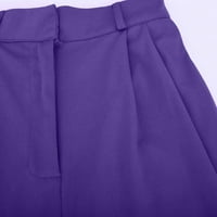 Puntoco ženske ležerne prilične pune boje hlače visoke struke sa džepom ljubičaste 6
