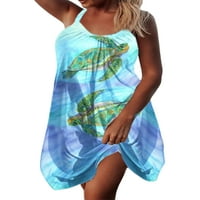 Biekopu Žene Ljeto Plaža haljina, raznobojna tinta ispisana cvjetna kornjača karatna haljina, plaža
