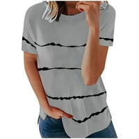 Ženski ljetni vrhovi modni labavi majica kratkih rukava Crewneck stripe print tops bluza