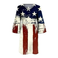 Žene 4. jula Američka zastava Ljetna haljina Print mini haljina V-izrez rukavac Khaki XXXXL