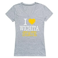 Ljubav WSU Wichita Državni univerzitetski šokeri ženske majice Heather Grey X-Veliki