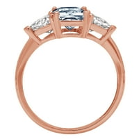 2. CT Sjajni smaragdni rez prozirni simulirani dijamant 18k ružičasta zlato Trobotan prsten s 55,5