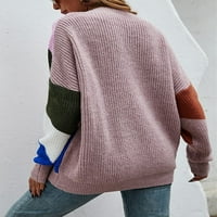 Ženski prevelizirani blok u boji dolje pletena džemper jakna kardigan pleteža