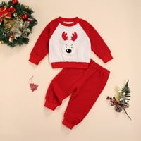 Toddlers Baby Girl Boy Crtani Elk Ispis O-izrez Dugi pulover dugih hlača Dječje odijelo