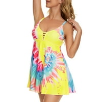 Kupaći kostimi Tankini kupaći odijela za ženske tanko kupaći kostim dva cvjetna print Swimress Tummy