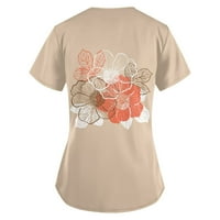 Safuny ženski trendi labavi osnovni vrhovi Cleance cvjetni tiho od tiskani kratki rukav majice V izrez