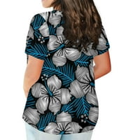 Žene ljetne vrhove casual plus veličine kratkih rukava O vrat Tunic Ispiši ljetne težene bluze Thirts majice za žene