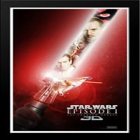 Star Wars: epizoda I - Fantom Menace 3D Veliki crni drveni uokviren filmski poster Art Print