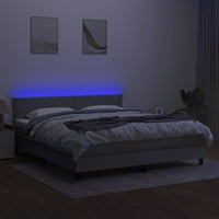 Vidaxl bo opružni krevet s madracem i LED svijetloj sivoj kraljici tkanina