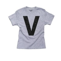 Monogram - V - slovo u pamučnoj majici od pamuke za crnu dječaku