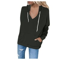 Cacomomrkark Pi ženske košulje dugih rukava Plus veličina s kapuljačom sa kapuljačom pune boje džepa džemper vrhovi