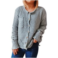 WHLBF pulover džemperi za žene, ženski casual okrugli vrat dugih rukava bluza pobuna