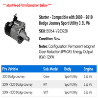 Starter - kompatibilan sa - Dodge Journey Sport Utility 3.5L V6