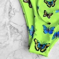 Seksi ženski bikini set leptir print podstavljeni kupaći kostimi kupaći kupaći kostim odjeću zelena