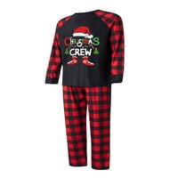 Božićna porodica koja odgovara pidžami setovi Xmas šešir Ispis dugih rukava + plažene hlače za spavanje