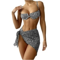 Ženski bikini set sa leopardom mrežom od suknje na plaži u podzemlju Trougl High Cret V itle iz vrata