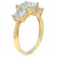 2. CT Princess Rese Realni prirodni dijamant SI1-si I-J 18K Yellow Gold Tro-Stone Obećaj Izjava o vjenčanju Engagement Dizajnerska prstena veličine 8