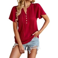 Ženske plus veličine kratkih rukava plus veličina Camisole Solid Color V izrez Košulja Žene Ljeto labavo