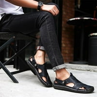 Puntoco muške sandale zazor, ljetne muške sandale kožne cipele za plažu šivajuće cipele crne boje