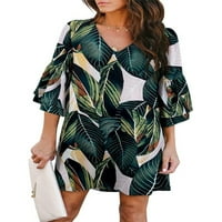REJLUN Ženske kratke haljine pola rukava mini haljina V izrez Ljeto plaža Sunderss casual havajski odmor