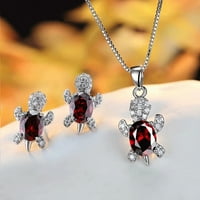 Postavite naušnice Ogrlica kornjača Privjesak za krinestone Jewelry Shiny Stud naušnice Choker ogrlica za vjenčanje