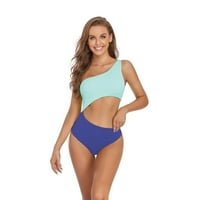 Baywell ženska kupaći kupaći kostim visoki struk izrezao monokini jedan kupaći kupaći kostim plavi s-xl